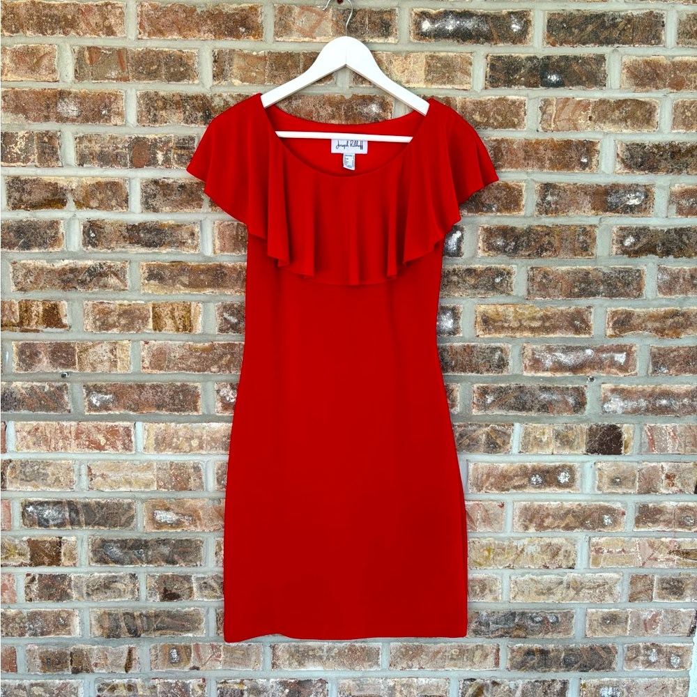 Joseph Ribkoff Red Ruffle Mini Dress Small